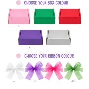 Selection of the colour choices and ribbon of the customised Festive Mini Gift Box by Total Merchandise
