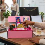 Lifestyle image of the Festive Mini Gift Box branded by Total Merchandise