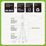 Logo Branded ECO Aluminium 4-in-1 Fast Charging Cable branded with your logo from Total Merchandise