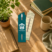 Lifestyle image of the printed Blooming Pencil with House Shaped Backing card by Total Merchandise