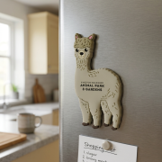 Lifestyle image of the Alpaca PVC Magnet customised by Total Merchandise