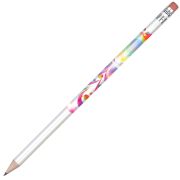 Branded Standard Pencil in White with Eraser and Full Colour Wrap Print from Total Merchandise