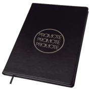 Branded Large PU Notebooks with a company logo personalised to the front cover