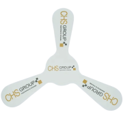 Promotional Foamarang with a branded design from Total Merchandise - White
