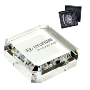 Branded Clear Optical Crystal Square Paperweights with your Engraved Design by Total Merchandise