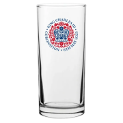 Branded Highball Glasses Etched with the Coronation Logo and a Company Name by Total Merchandise