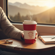 Lifestyle image of the Americano Colour Mugs with Grip by Total Merchandise