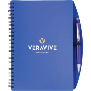 Promotional printed A5 Plastic Cover Notebooks with a company logo branded to the front