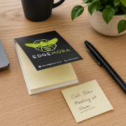 Lifestyle image of the Sticky Note Pad with Printed Cover by Total Merchandise