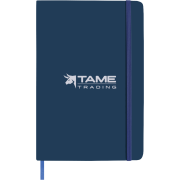 Promotional Luxury Soft Feel Notebooks in blue printed with a company logo from Total Merchandise
