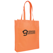 These branded shopper bags are made from recyclable non-woven material.