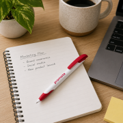 Lifestyle image of the Challenger Polished Ballpen by Total Merchandise