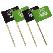 Promotional mini food flags printed with company logos