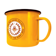 Custom Printed Premium Enamel Mugs in yellow with black rim from Total Merchandise