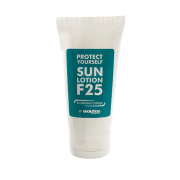 Custom Branded F25 Sun Lotion Tubes in White with Printed Label by Total Merchandise