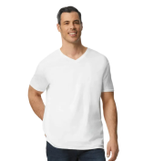 Mens Gildan Soft Style V-Neck T-Shirts in White