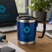 Lifestyle image of the Double Wall Mug by Total Merchandise