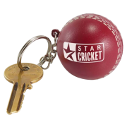 Logo Branded Stress Cricket Ball Keyrings in Burgundy printed with your logo from Total Merchandise
