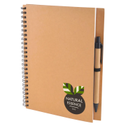 Promotional A5 Recycled Card Notebook and Pen with logos