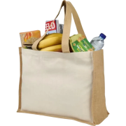 Lifestyle image of the Premium Canvas & Jute Shopping Bags from Total Merchandise