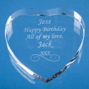 Personalised Optical Crystal Clear Heart Paperweights for Corporate Gifts