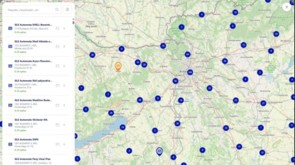 Térképes csomagautomata választó shopify