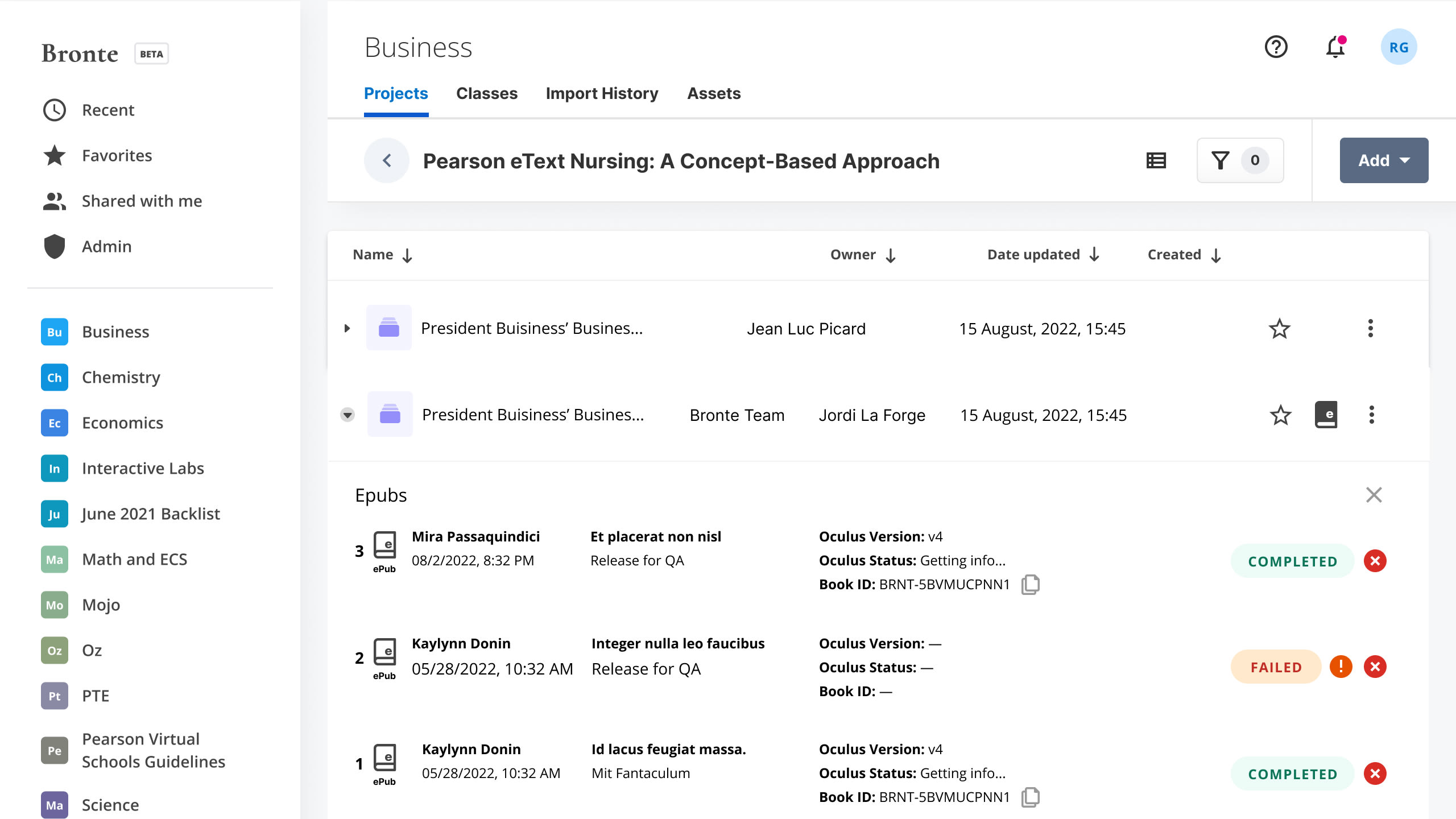 An image of the Bronte authoring interface