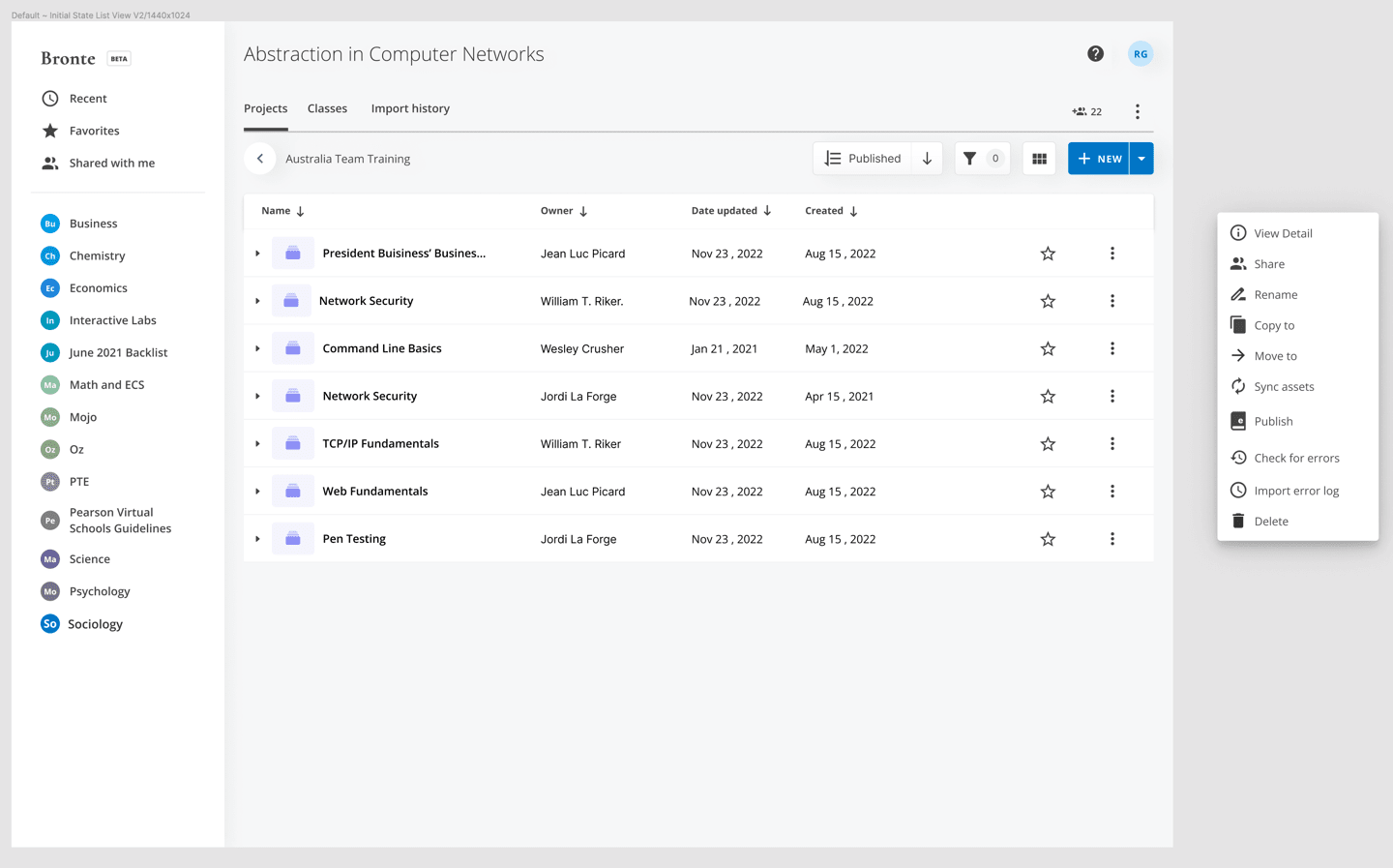 An image of a project publishing interface