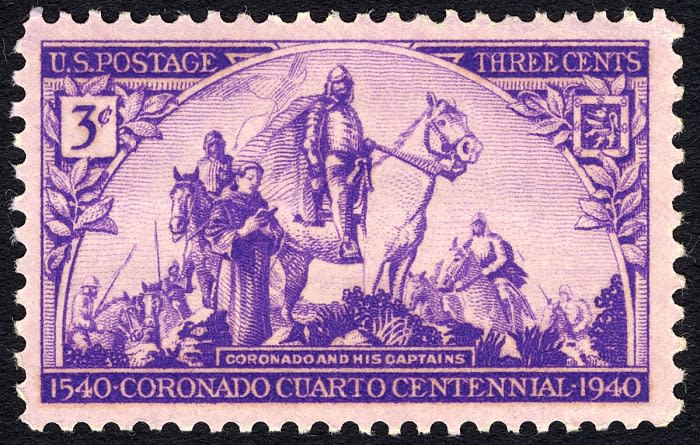 An image of a stamp commemorating the Coronado Cuarto Centennial, 1940