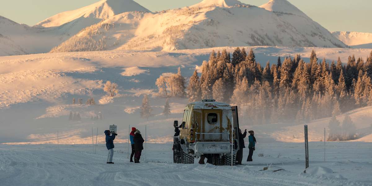 Snowcoach to Mammoth, relax at Chico Hot Springs