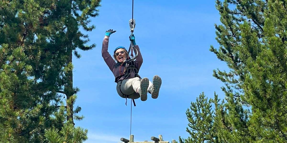 Zip line tour across Gallatin River, hike in Big Sky Country