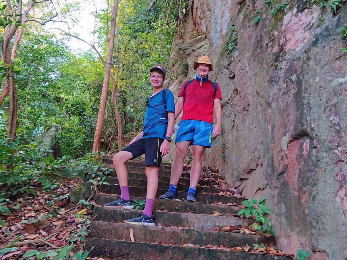 Angkor Wat Add On Bike Tour Hiking up Stairs in Kulen National Park
