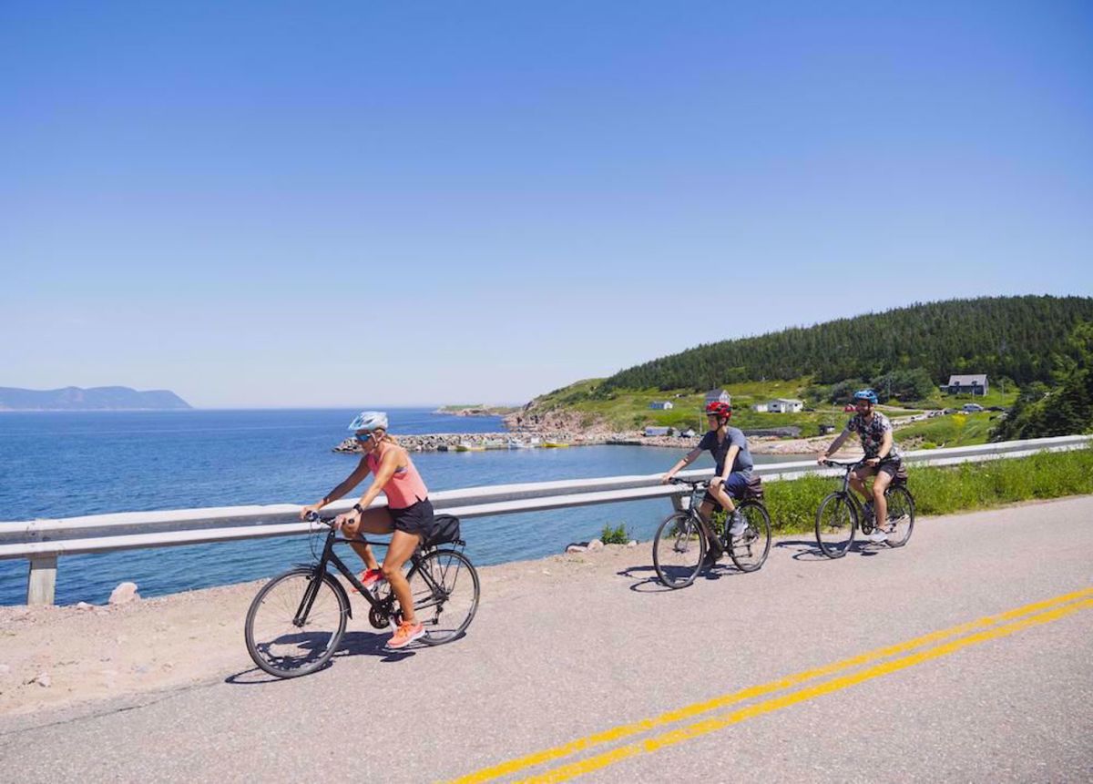 Cabot Trail Nova Scotia Bike Tour Riding along the trail