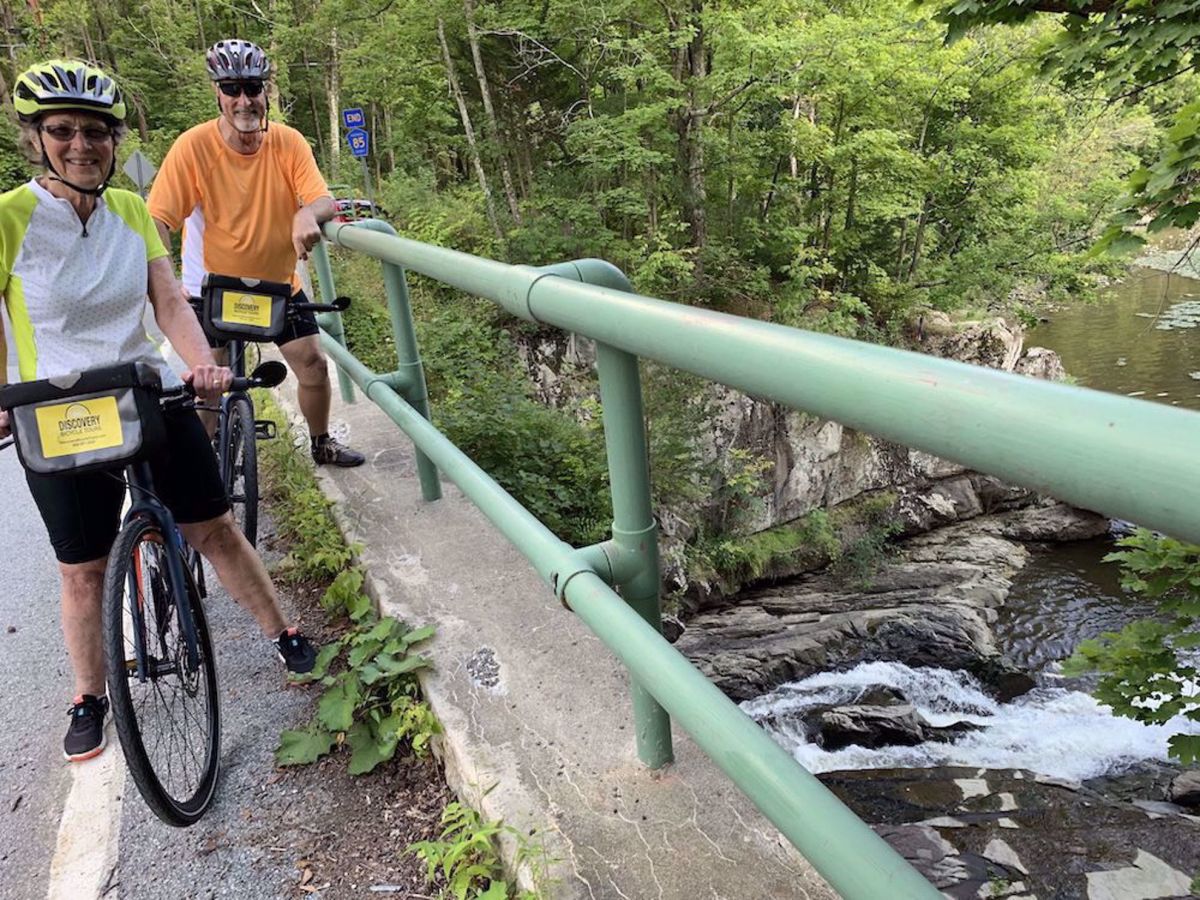 Empire State Trail Bike Tour Waterfall by the bike path