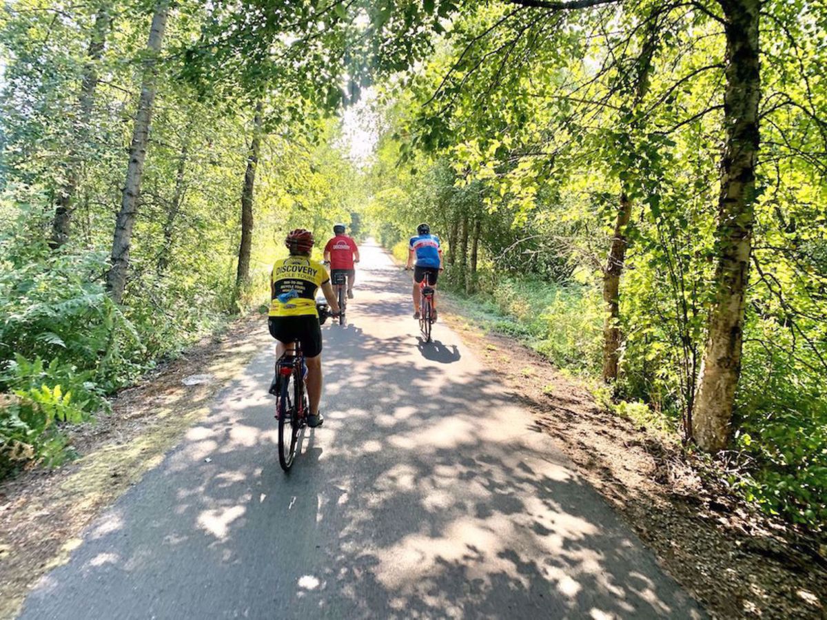 Idaho Trails Bike Tour on trail in forest