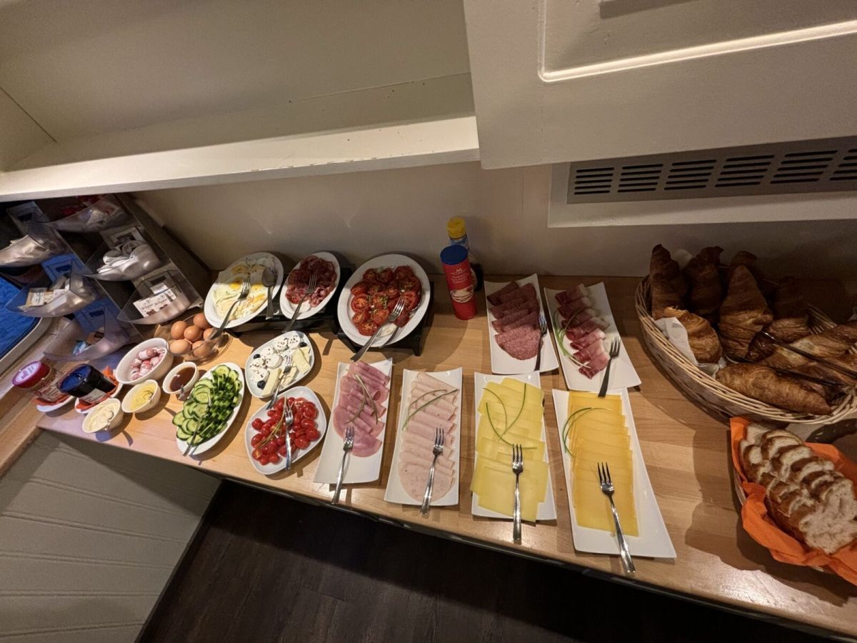 The Barge Iris breakfast buffet