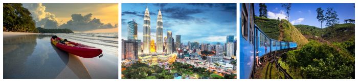 Asien Bilder zur besten Reisezeit. Kanu, Petronas Towers, Bahn