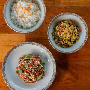 Raja Ampat mit Stil – Kreuzfahrt durch das unberührte Inselparadies ab Sorong: Aqua Blu | Meals vegan | Rendang of slow cooked jackfruit, Balinese urup salad & jasmine white rice