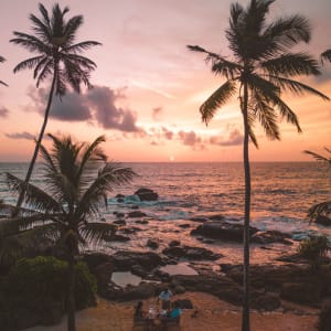 Ahu Bay à Ahungalla:  beach: beach: sunset