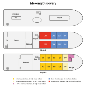 Avec la « Mekong Discovery » dans le delta du Mékong de Siem Reap: Deckplan Mekong Discovery