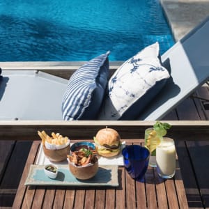 Kumu Beach in Balapitiya:  Food at the pool