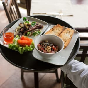 Satri House in Luang Prabang:  Food served on the Terrace