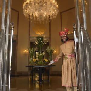 The Leela Palace in Udaipur:  Lobby entrance doorman