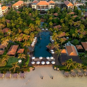 Anantara Mui Ne Resort in Phan Thiet:  Aerial front view from the beach