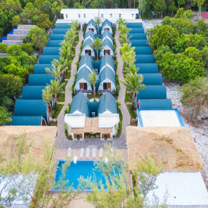 Eden Beach Resort in Koh Rong Sanloem:  aerial shot