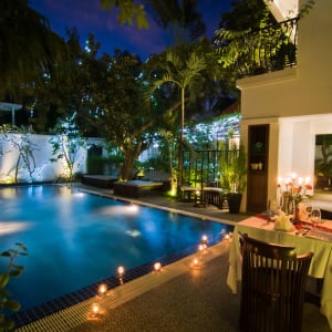 La Rose Suites in Phnom Penh:  Pool at night