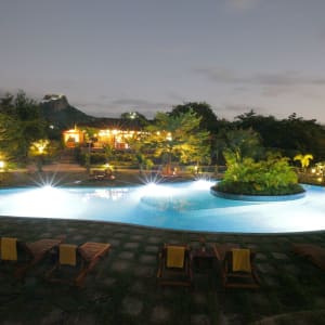 Popa Garden Resort in Bagan:  Pool by night