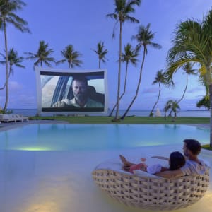 Nay Palad Hideaway in Siargao:  Watching movies in the Pool Loungers