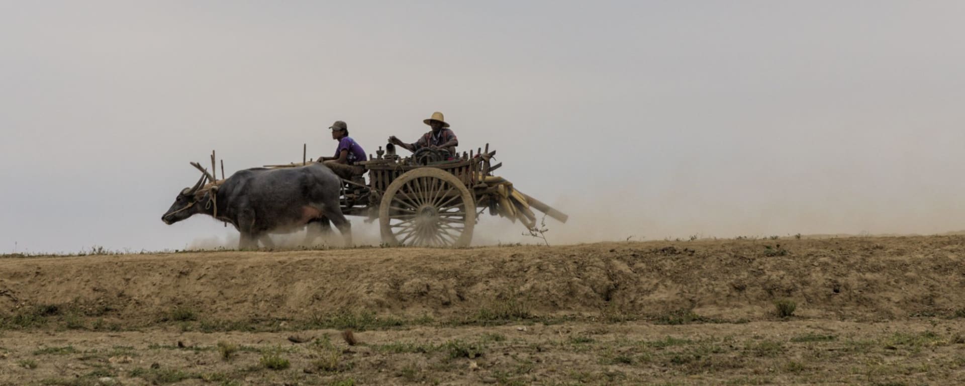 Vie authentique le long de la rivière Dohtawaddy à Mandalay: Bullock Cart
