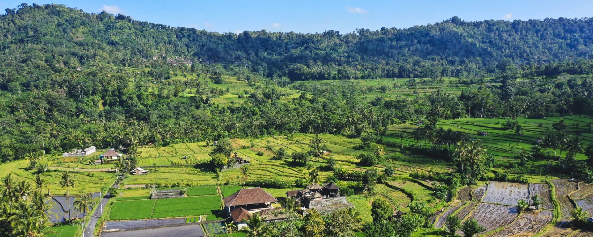 Natur & Traditionen in Balis Osten ab Südbali: Bali View of beautiful rice fields at a cool resort of Sidemen Village